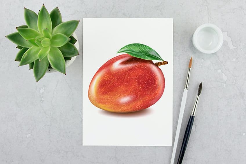Colored pencil art on paper, Mango tree, highly | Stable Diffusion