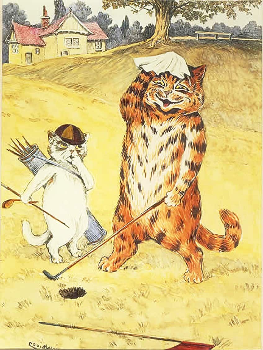 Louis Wain Country Cottage Cat Art Print