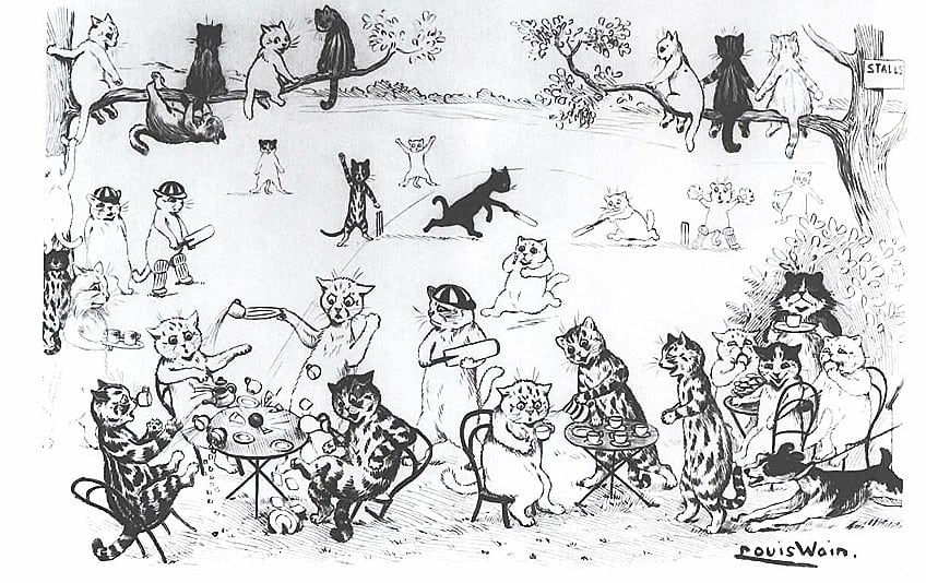 Cat Christmas, 1935, 117×67 cm by Louis Wain: History, Analysis