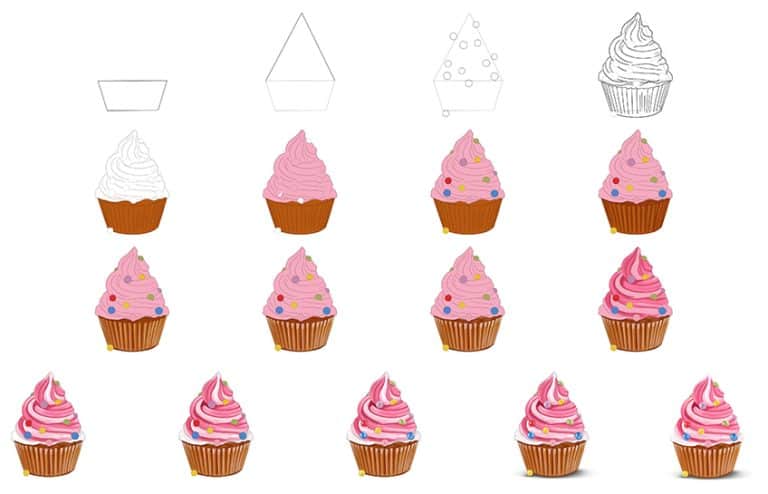 How to Draw a Cupcake - A Step-by-Step Easy Cupcake Drawing Tutorial