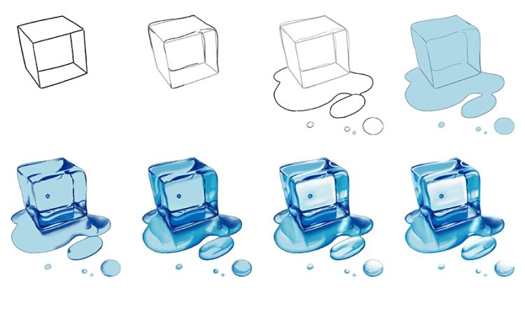 How To Draw An Ice Cube An Easy Melting Ice Cube Drawing 