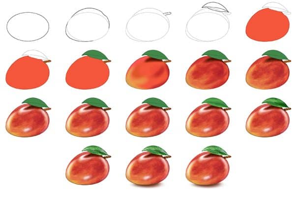 How To Draw A Mango - An Easy Mango Drawing Tutorial For Beginners