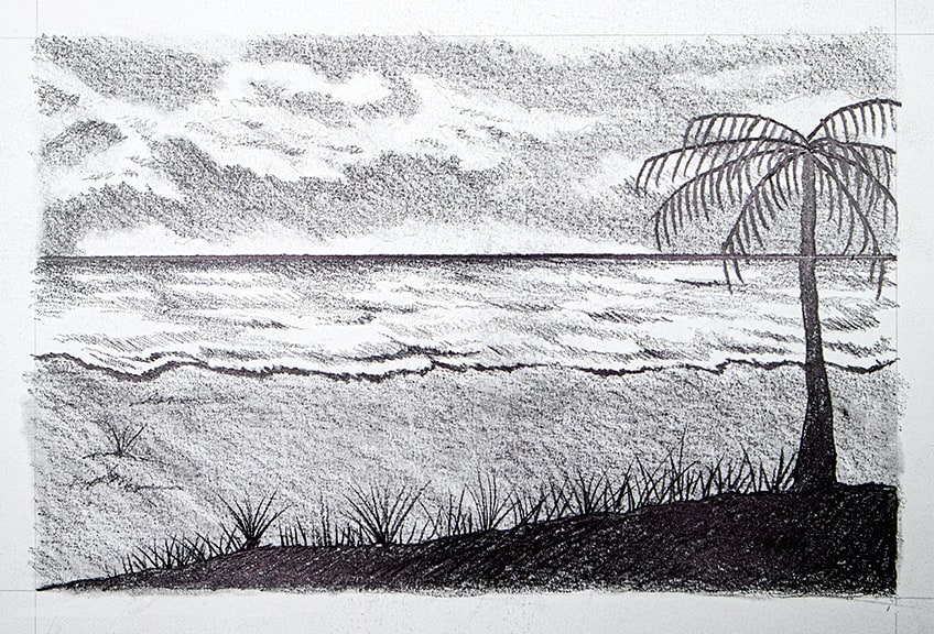 Paint Academy - A Beach Landscape Drawing in Pencil... | Facebook