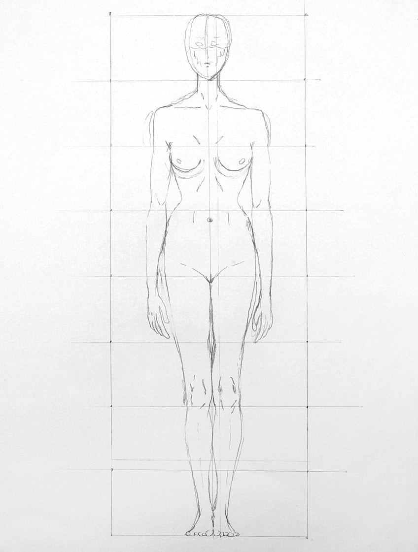 Female Body Sketch IV - Black And White - Canvas Art | Nouveau Prints