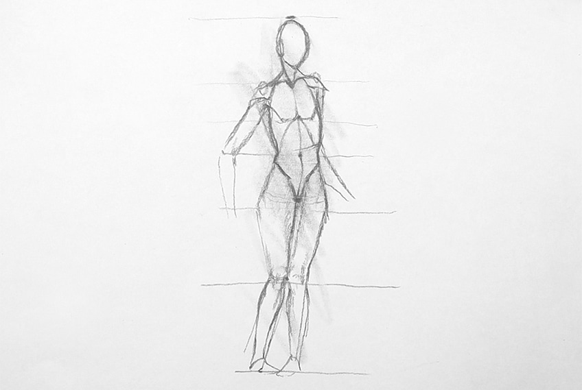 Full Body Female Dress Form Template Sketch V7 Back View - Designers Nexus