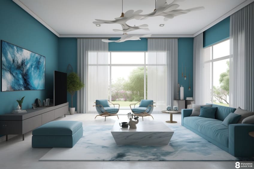 neutral blue interior design