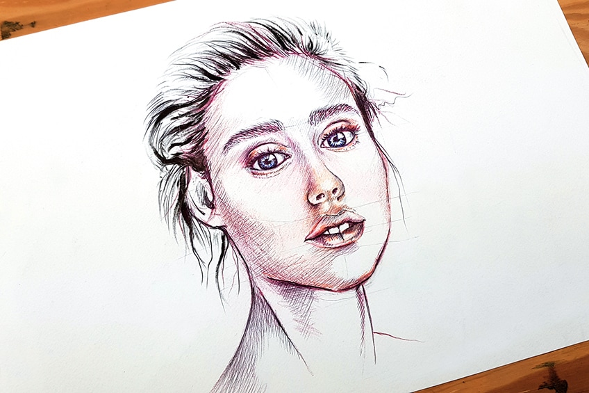 Pencil sketch of a simple girl - Desi Painters-saigonsouth.com.vn