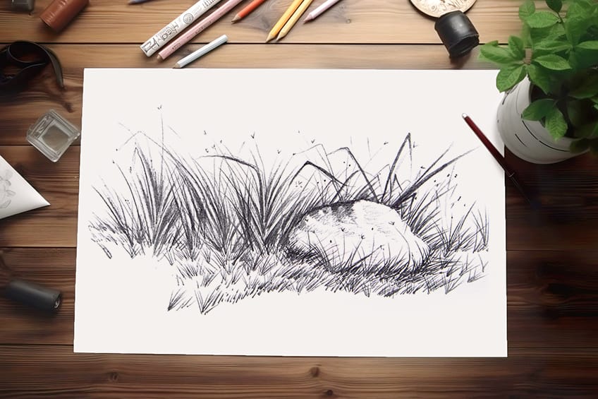 how to draw grass