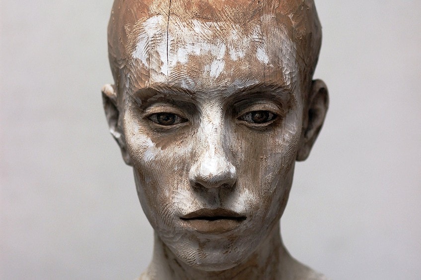 Bust of woman with twisted hair arrangement.  Inspirational sculpture,  Portrait art, Portrait sculpture