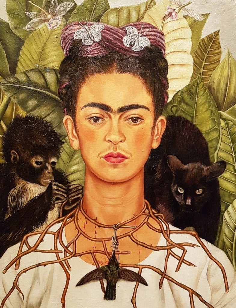 "SelfPortrait with Thorn Necklace and Hummingbird" Frida Kahlo