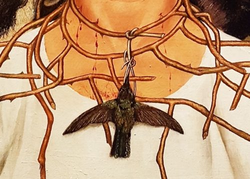 Self Portrait With Thorn Necklace And Hummingbird Materials