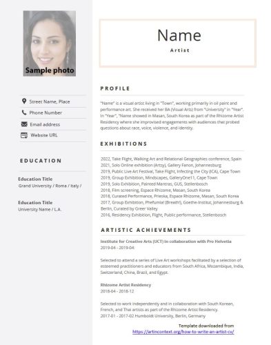 How to Write an Artist CV - Free Template Download and Guide