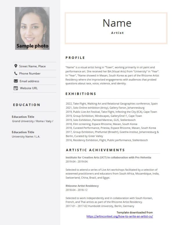 How to Write an Artist CV - Free Template Download and Guide