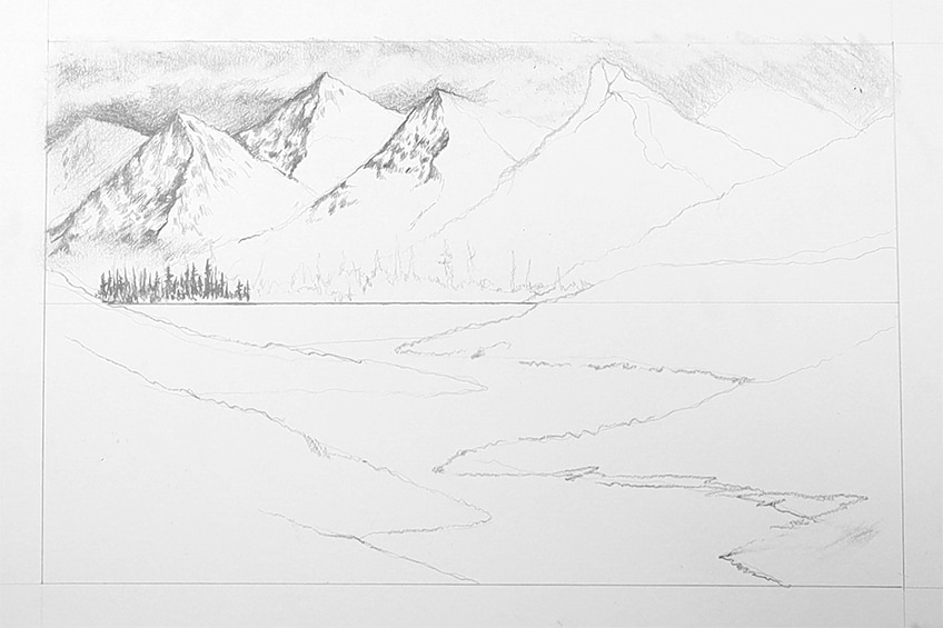 easy landscape sketches