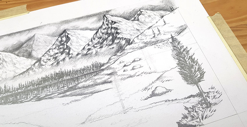 How to Draw Rocks and Mountains in a quick Landscape Sketch