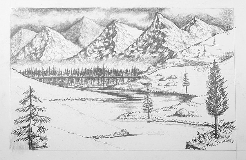 landscape drawings pencil