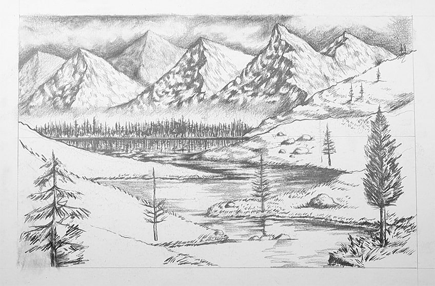 Scenery Sketch Drawing Pic  Drawing Skill