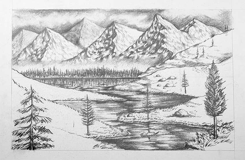 simple landscape drawing