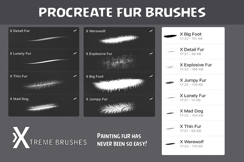Types of Free Fur Brushes for Procreate