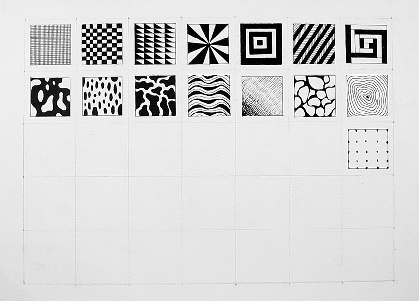 drawing of basic pattern step 23