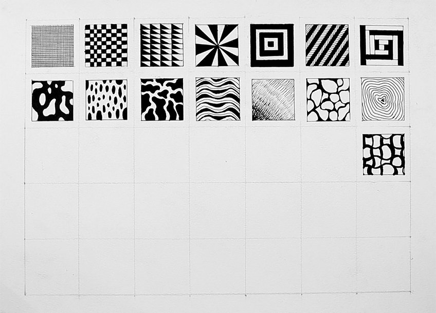 drawing of basic pattern step 25