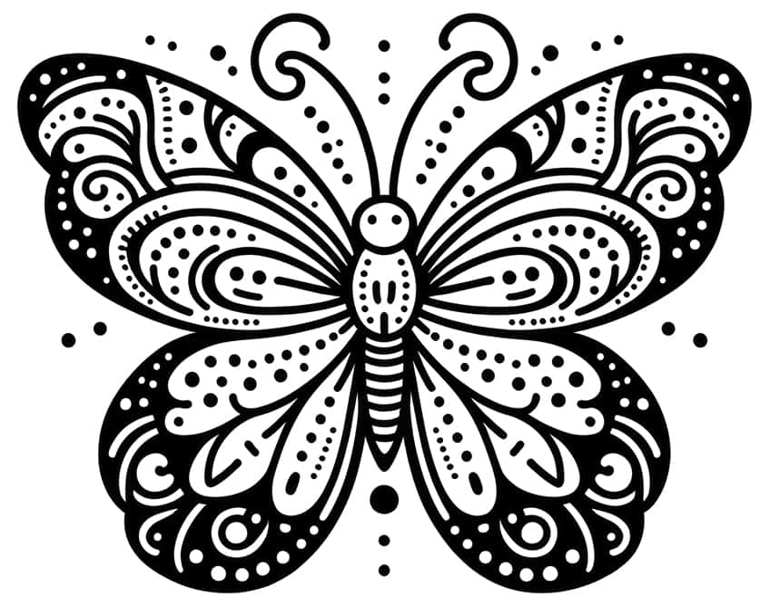 Detailed Coloring Books For Kids: Butterflies: Black Background - Art  Therapy Coloring