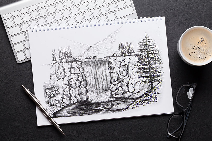 how to draw a waterfall