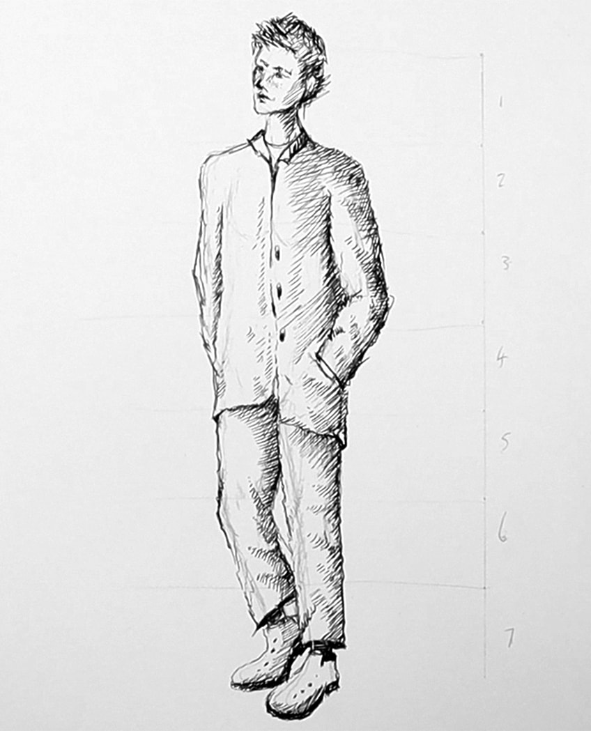 how to draw a person standing easy