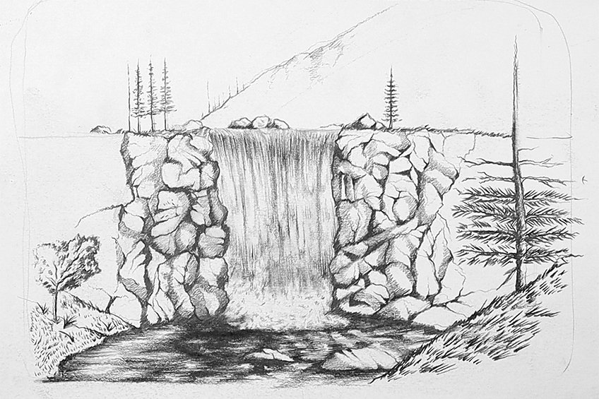 Waterfall Drawing Tutorial - How to draw Waterfall step by step