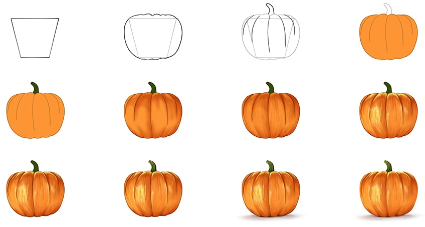 How to Draw a Halloween Pumpkin Easy - How to Draw Easy