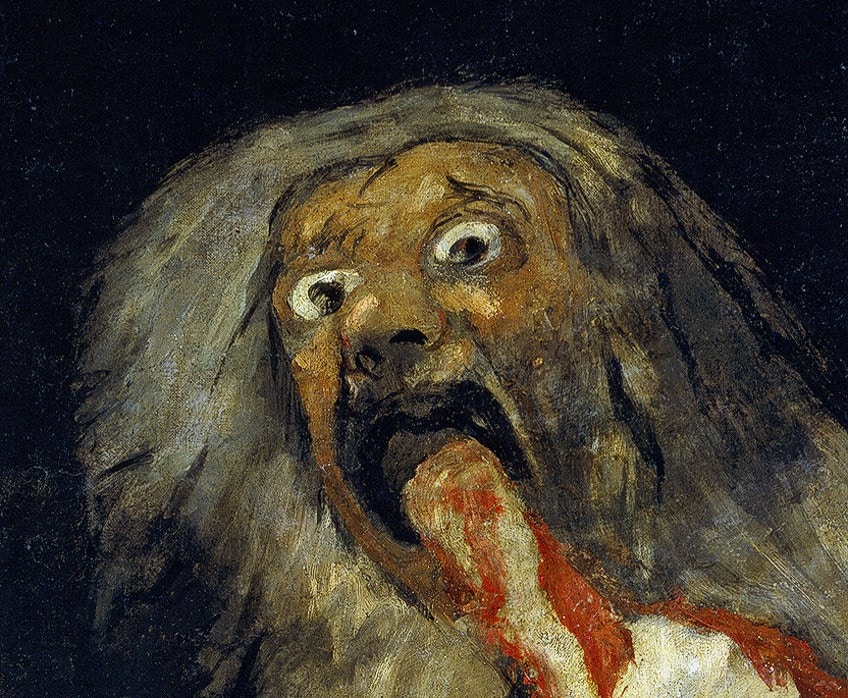 Saturn Devouring His Son Painting Close-Up