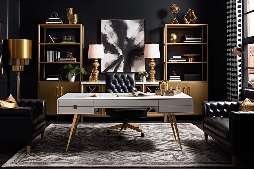 black and gold office