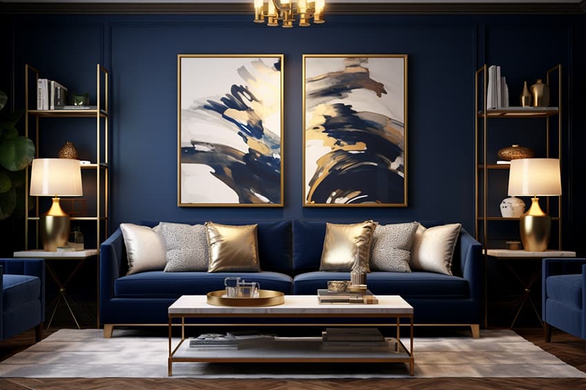 gold and navy blue