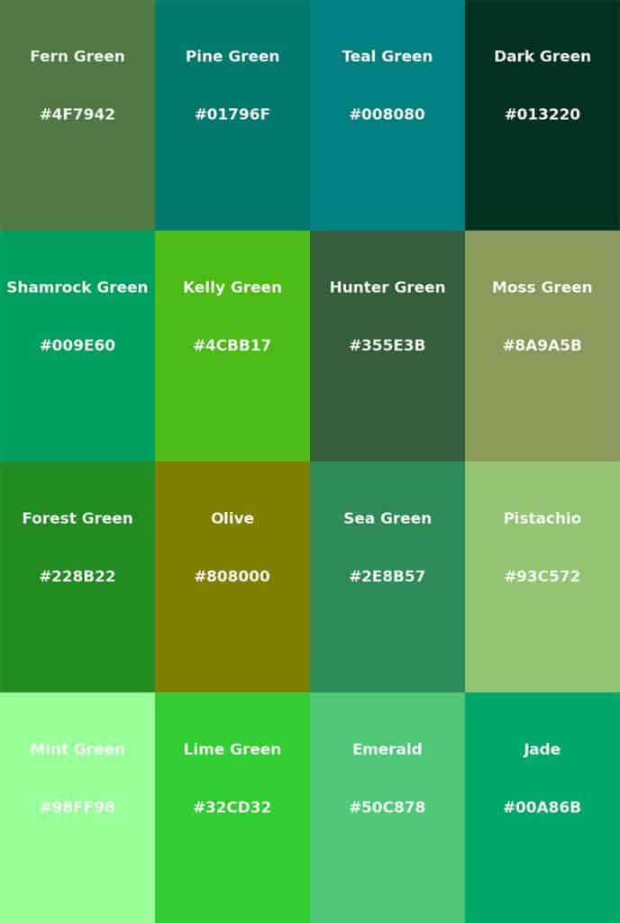 Shades of Green Color - The 100 Must-See Tones