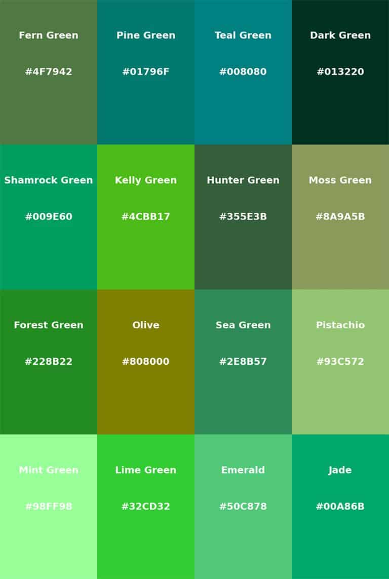 Shades of Green Color - The 100 Must-See Tones