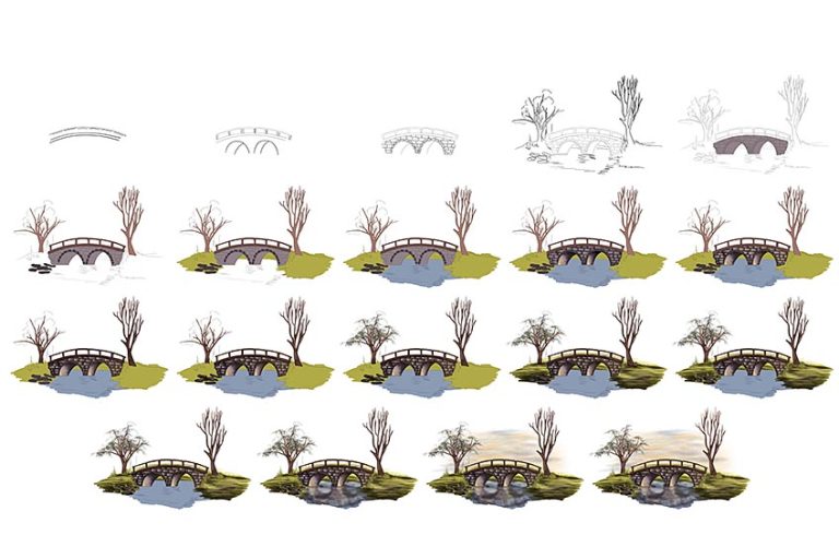 How to Draw a Bridge - An Easy-to-Follow Bridge Drawing Tutorial