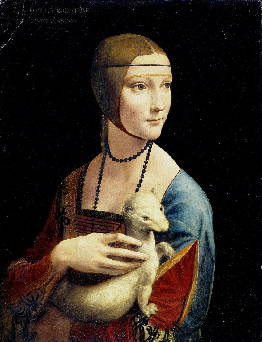 Color in the Lady Holding a Ferret Painting