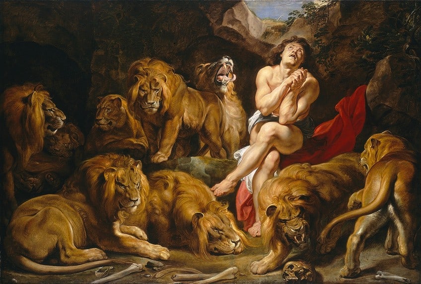Daniel in the Lions Den Painting