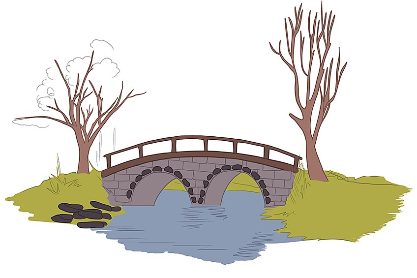 How to Draw a Bridge Over Water Step 8