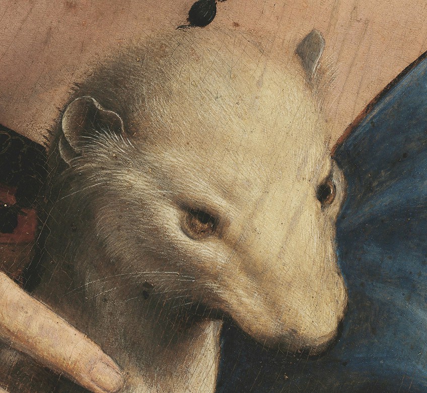 Lady Holding a Ferret Painting Detail