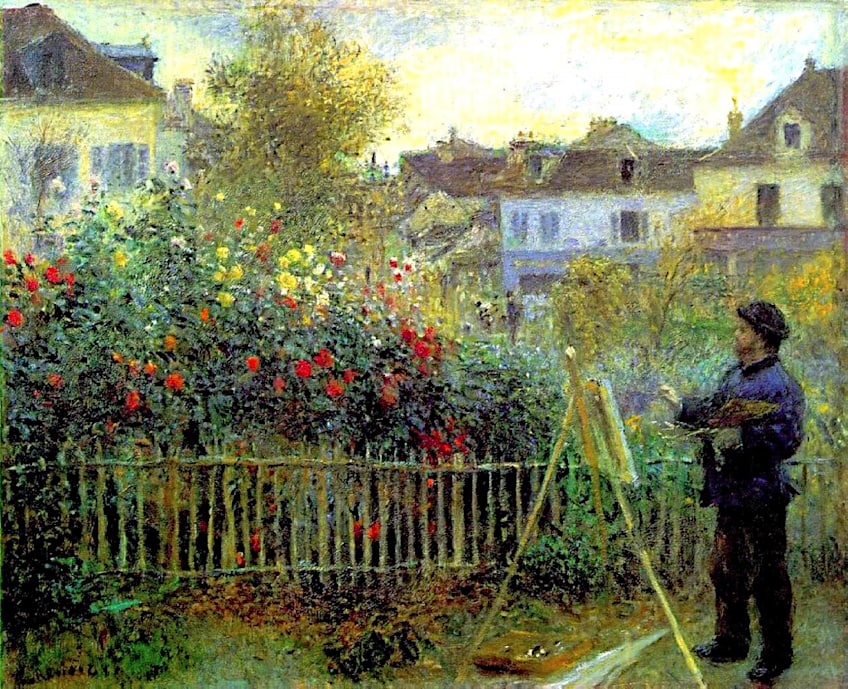 Monet Painting Outside by Renoir