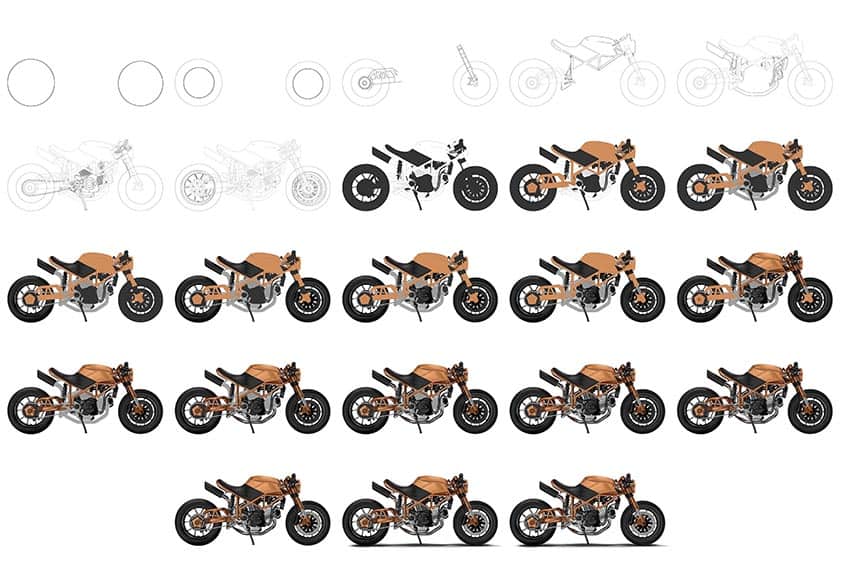 Motorcycle Drawing Collage