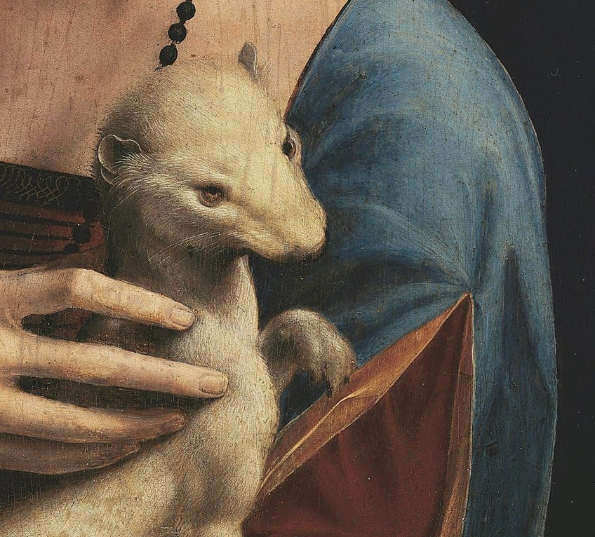 Texture in the Lady Holding a Ferret Painting