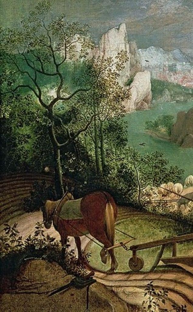 Landscape With The Fall Of Icarus By Pieter Bruegel A Deep Dive   Detail In Fall Of Icarus Painting 635x1024 