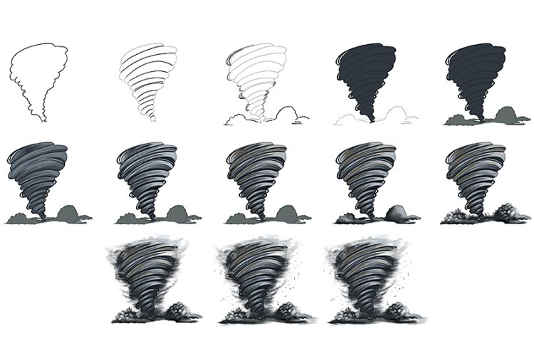 How To Draw A Tornado - A Realistic Tornado Drawing