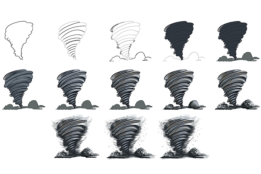 Tornado Drawing Collage