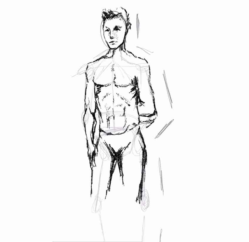 Sketch illustration of a muscular male figure Stock Vector  Adobe Stock