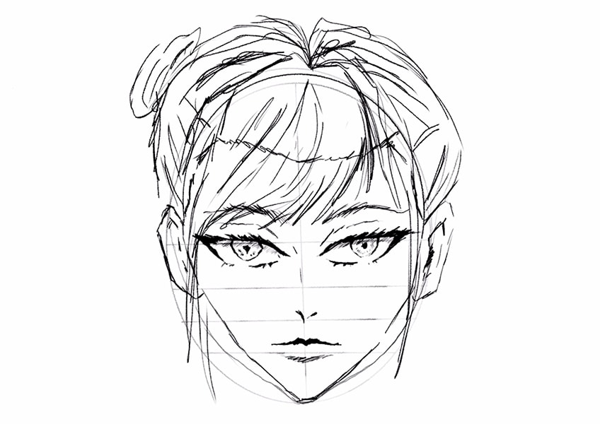 how to draw anime girl face and hair