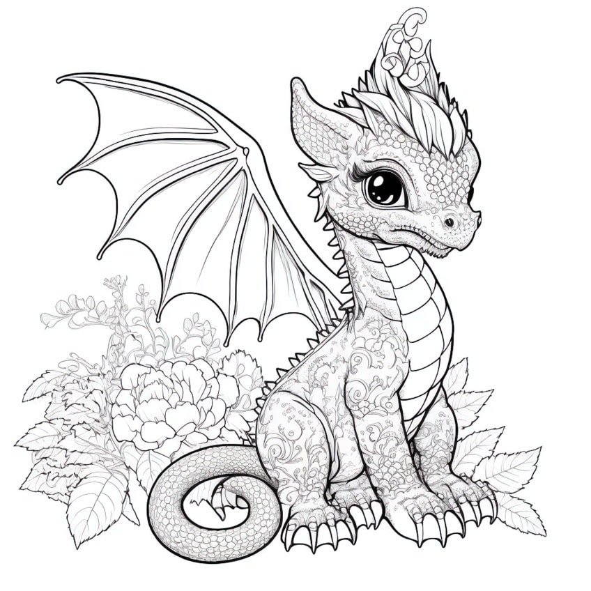 printable cute dragon coloring pages