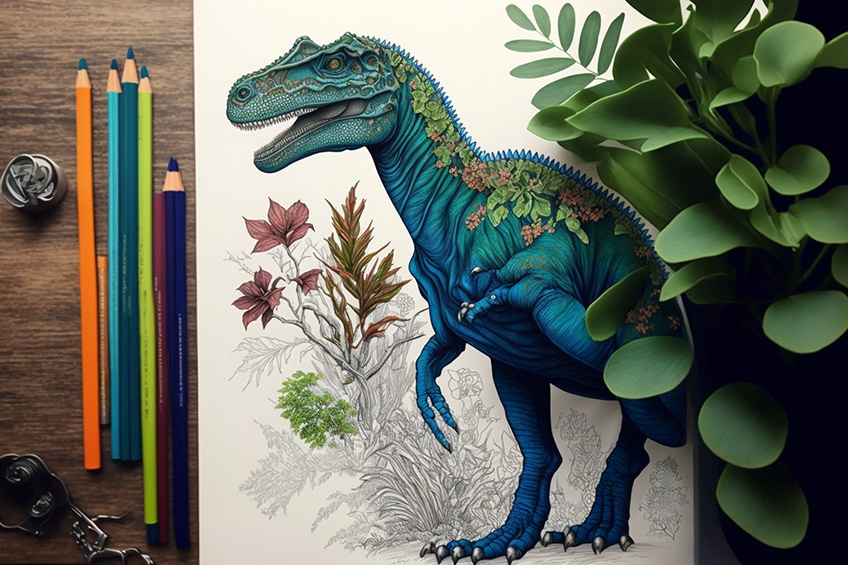 Easy How to Draw Simple Dinosaurs Tutorial and Dinosaur Coloring Page